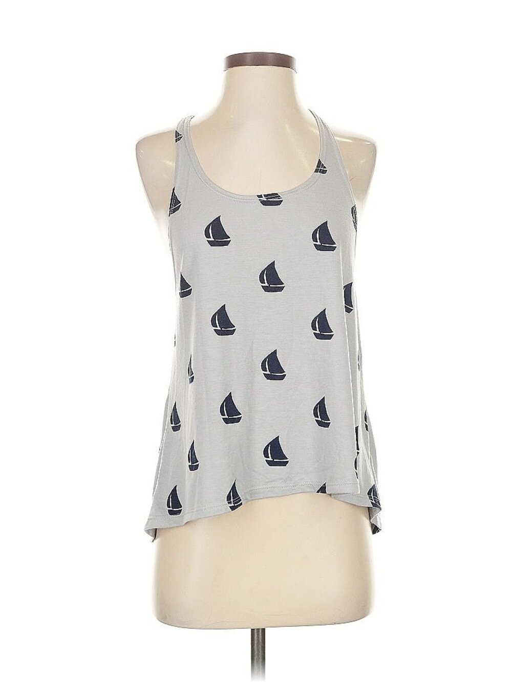 Sailboat Print Babydoll Tank Top Y2K VINTAGE WHIMSICAL RARE EUC